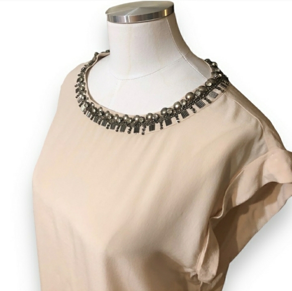 REBECCA TAYLOR Silk Embellished Scoop Neck Top100% - Picture 2 of 9